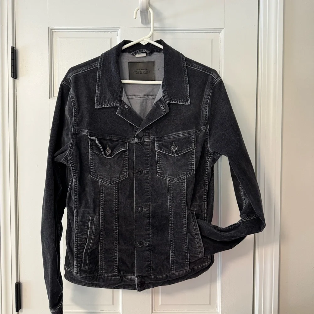 Jack & Jones Charcoal Corduroy Jacket - Picture 1 of 8
